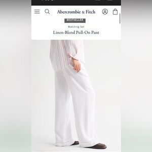 Abercrombie & Fitch White Linen Wide Leg Pants